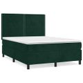 vidaXL Posteľný rám boxsping s matracom tmavozelený 140x190 cm zamat