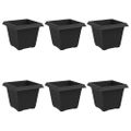 vidaXL Štvorcový črepník na kvety 6 ks Čierna 20 x 20 x 16 cm Plast