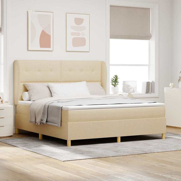 vidaXL Posteľ s pružinovým rámom Krémová 200 x 180 cm látka