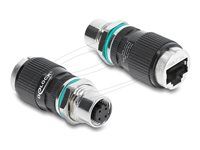 Delock - Sieťový adaptér - 4 piny M12-D (F) do RJ-45 (F) - tienený - CAT 5e - čierna