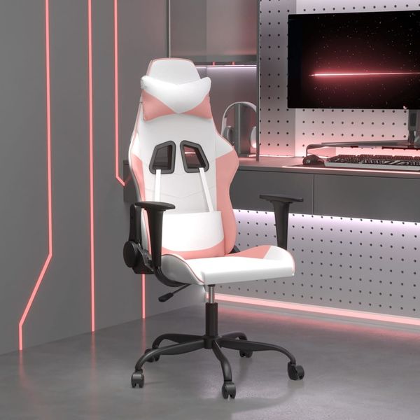 vidaXL Herná stolička biela a ružová umelá koža