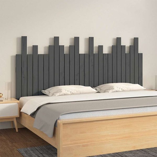 vidaXL Nástenné čelo postele sivé 166x3x80 cm masívna borovica