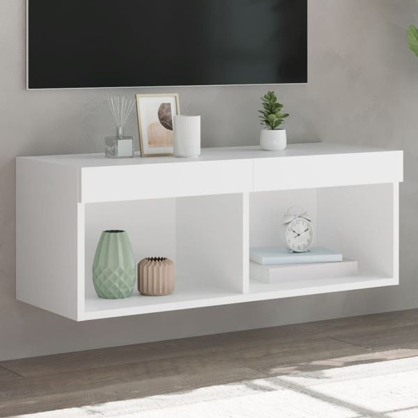 vidaXL TV skrinka s LED svetlami biela 80x30x30 cm