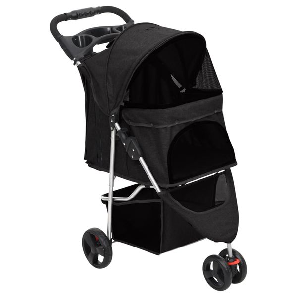 vidaXL Skladací kočík pre psa čierny 80x46x98 cm oxfordská tkanina