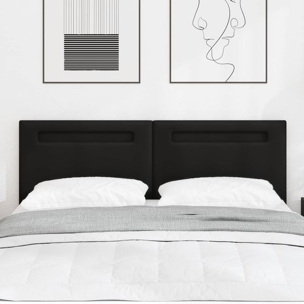 vidaXL LED hlavová doska Čierna 144 cm Umelá koža