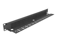 Panel kartáčovej lišty - montáž do racku - čierna - 1U - 19"