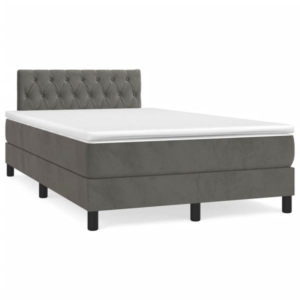 vidaXL Boxspring posteľ s matracom, tmavosivá 120x190 cm, zamat