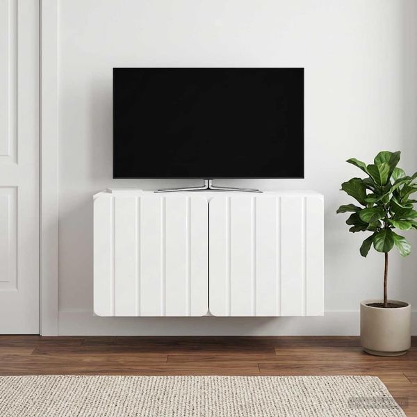 vidaXL Nástenná TV skrinka Biela s vysokým leskom 59,5 x 31 x 30 cm