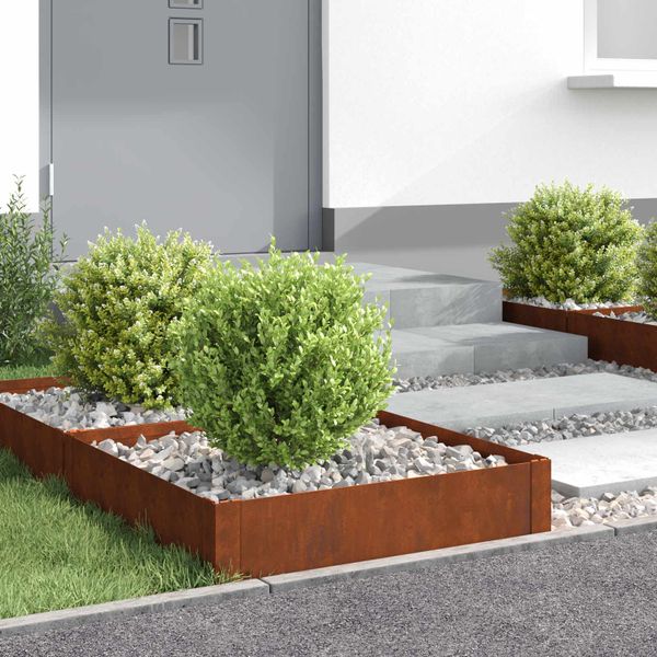 vidaXL Obrubník trávnika 4 ks 60 x 60 x 20 cm Oceľ Hrdzavý