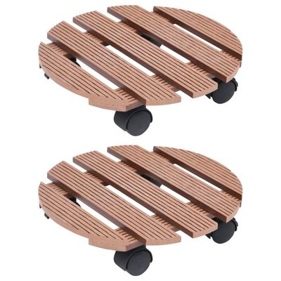 vidaXL Vozíky pod kvetináče 2 ks hnedé Ø30x7,5 cm WPC
