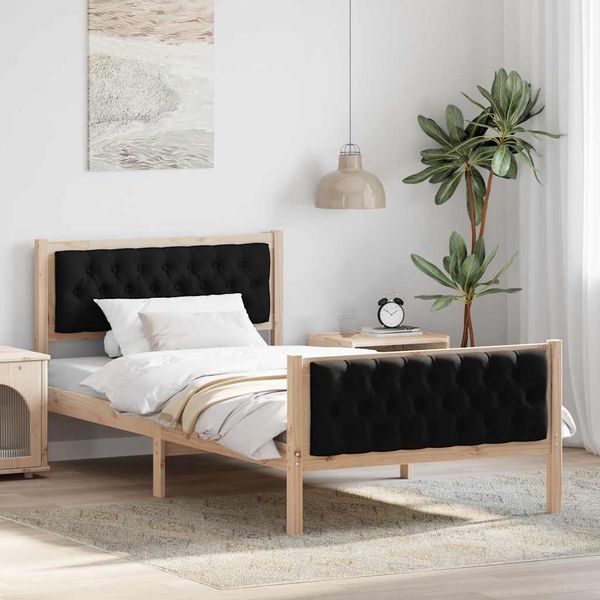 vidaXL Rám postele Čierna 100 x 200 cm Masívne borovicové drevo