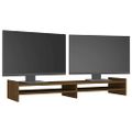 vidaXL Stojan na monitor medovo-hnedý 100x27x15 cm masívna borovica