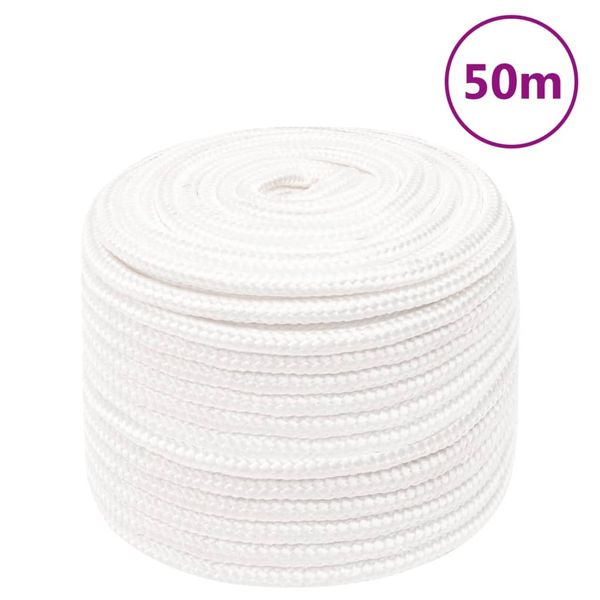 vidaXL Lodné lano biele 12 mm 50 m polypropylén