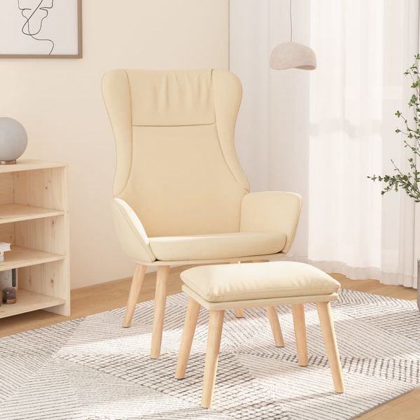 vidaXL Relaxačné kreslo s podnožkou krémové látka