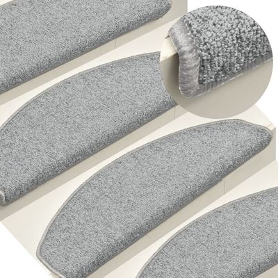 vidaXL Schodové rohože 15 ks 65x24x4 cm svetlosivé polkruhové veľké