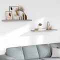 vidaXL Plávajúce nástenné police 2 ks betónovosivé 90x23,5x3,8 cm MDF