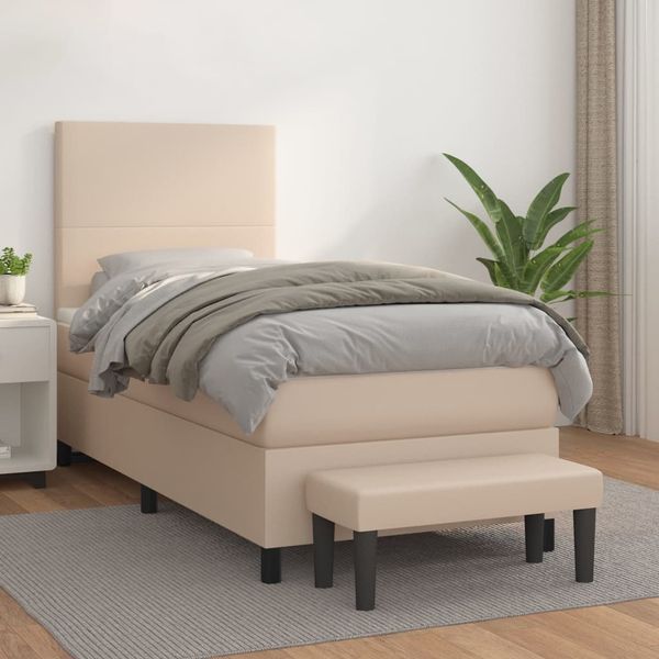 vidaXL Boxspring posteľ s matracom kapučínová 80x200 cm umelá koža