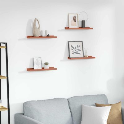 vidaXL Stenná polica 4 pcs Červená 40 x 9 x 3 cm Kompozitné drevo