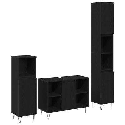 vidaXL Sada kúpeľňového nábytku 3 pcs Čierny dub Kompozitné drevo