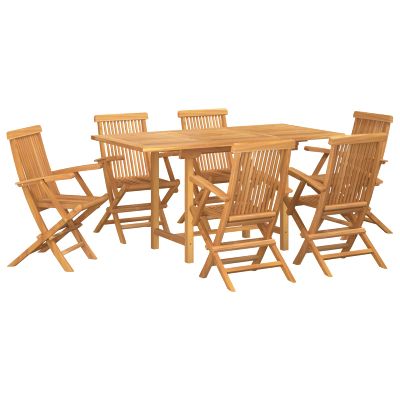 vidaXL Záhradný jedálenský set 7 pcs Hnedá Husté teakové drevo