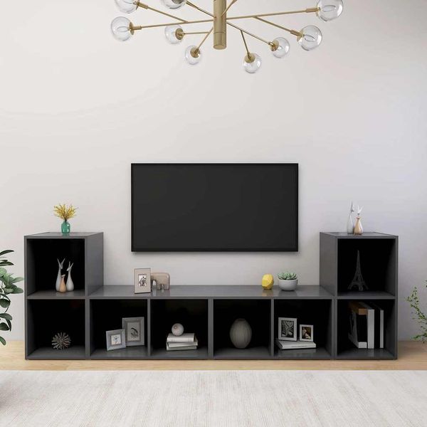 vidaXL TV skrinky 4 ks, sivé 72x35x36,5 cm, kompozitné drevo