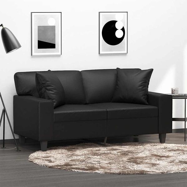 vidaXL 2-miestna pohovka s vankúšmi čierna 120 cm umelá koža