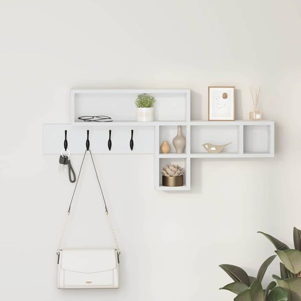 vidaXL Vešiak na stenu Biela 100 x 12 x 43,5 cm Kompozitné drevo