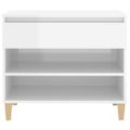 vidaXL Botník lesklý biely 70x36x60 cm spracované drevo