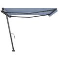 vidaXL Stojaca ručne zaťahovacia markíza 450x300 cm modro-biela