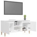 vidaXL TV skrinka s nožičkami z masívneho dreva biela 103,5x35x50 cm