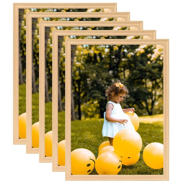 vidaXL Fotorámiky na stôl, koláž 5 ks, svetlý dub 21x29,7 cm