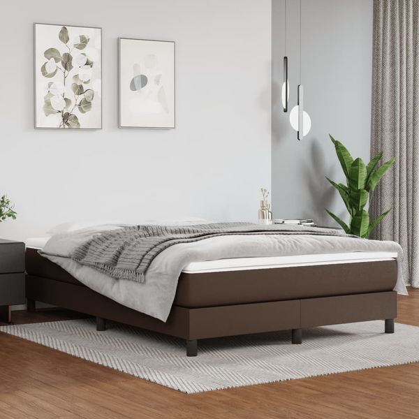vidaXL Boxspring posteľ s matracom hnedá 140x190 cm umelá koža