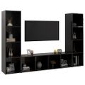 vidaXL TV skrinky 3 ks lesklé čierne 142,5x35x36,5 cm drevotrieska