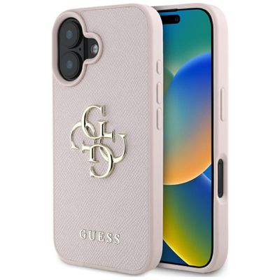 Puzdro Guess Hardcase PU Grained Big 4G a Classic Logo pre iPhone 16 6,1" Ružové