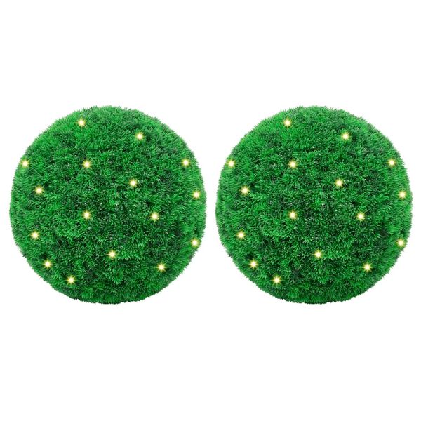 vidaXL Umelé buxusové gule s LED svetlami, 2 ks, zelená, 52 cm