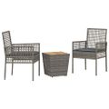 vidaXL Záhradný bistro set 3 ks Sivá polyratan