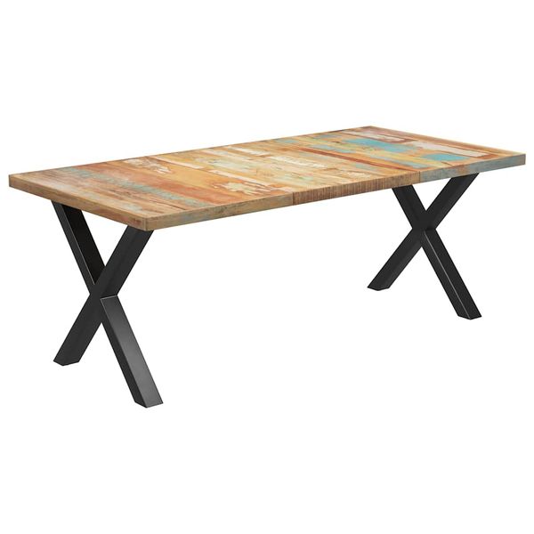 vidaXL Jedálenský stôl, nohy v tvare X 200x100x77cm, recyklovaný masív