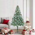 vidaXL Umelý vianočný stromček s 300 LED-i Zelená 180 cm PVC a oceľ