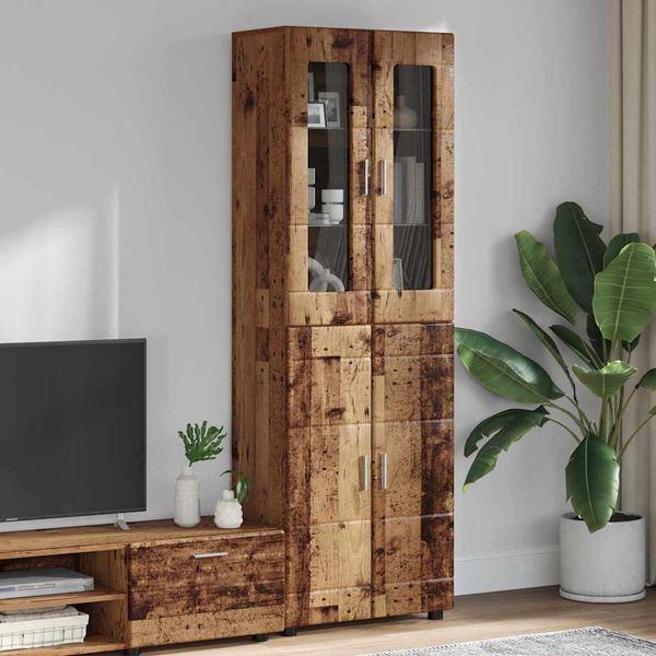 vidaXL Highboard FLORIN Staré drevo 60 x 35 x 182 cm Kompozitné drevo