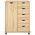 vidaXL Koliesková skriňa 63,5 x 39 x 79 cm Masívne borovicové drevo