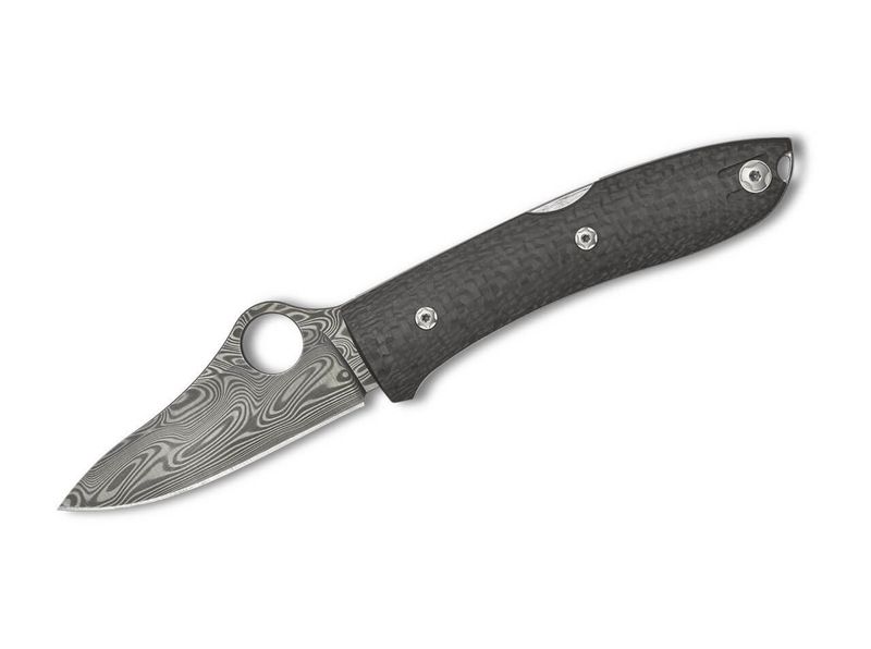 Spyderco C255CFPD SpyOpera Thor vreckový zberateľský nôž 7,4 cm, damašek, uhlíkové vlákno