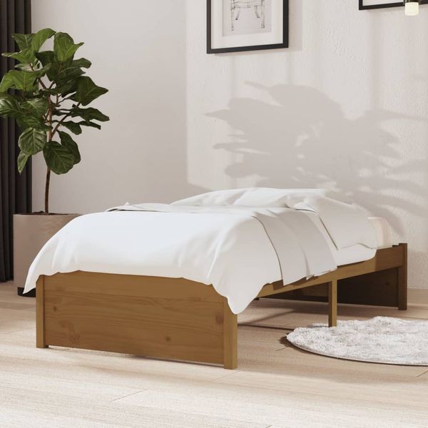 vidaXL Posteľný rám medový drevený masív 75x190cm malé jednolôžko