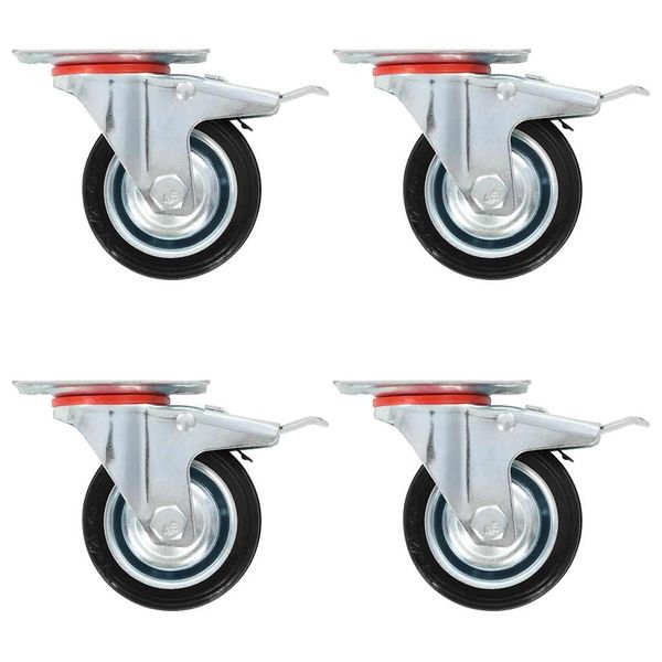vidaXL Otočné kolieska s dvojitou brzdou 4 ks, 75 mm