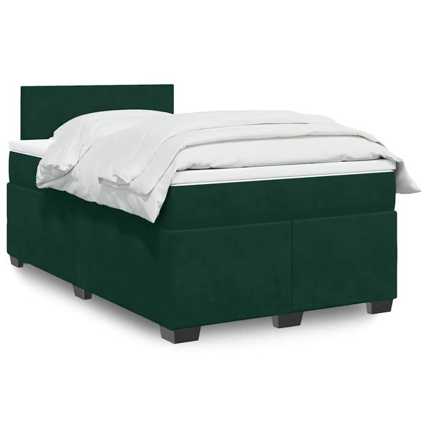 vidaXL Boxspring posteľ s matracom, tmavozelená 120x190cm, zamat