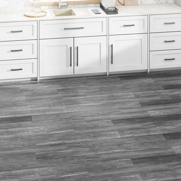 vidaXL Podlahové dosky 36 pcs Lesklá šedá 5,02 m² PVC