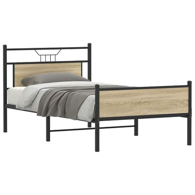 vidaXL Posteľný rám bez matraca dub sonoma 107x203 cm kompozitné drevo