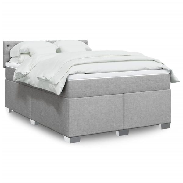 vidaXL Boxspring posteľ s matracom bledosivá 140x200 cm látka
