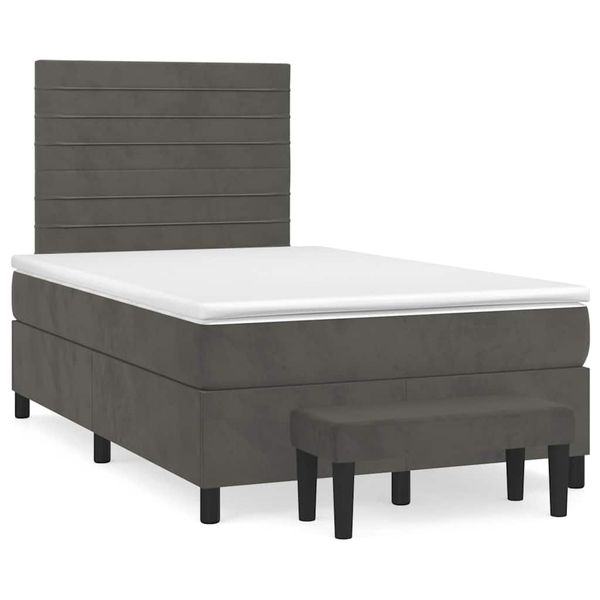 vidaXL Boxspring posteľ s matracom, tmavosivá 120x190 cm, zamat