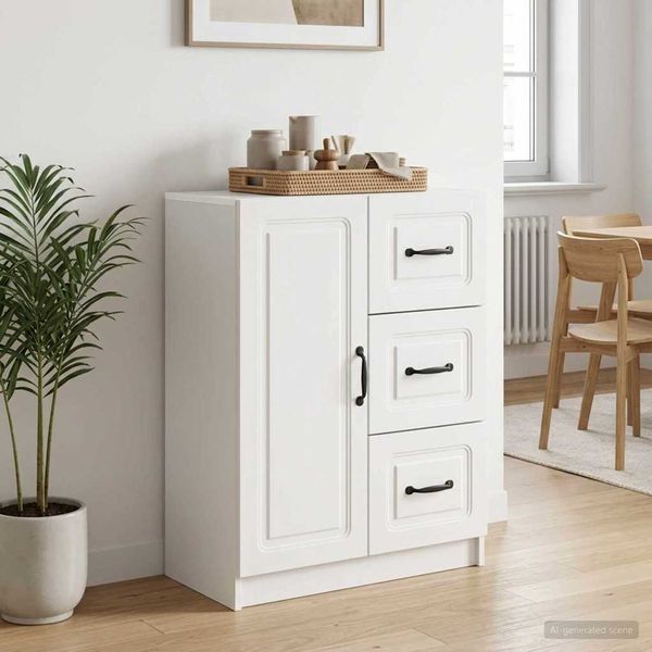 vidaXL Servírovacia skriňa Biela s vysokým leskom 66 x 34,5 x 87 cm