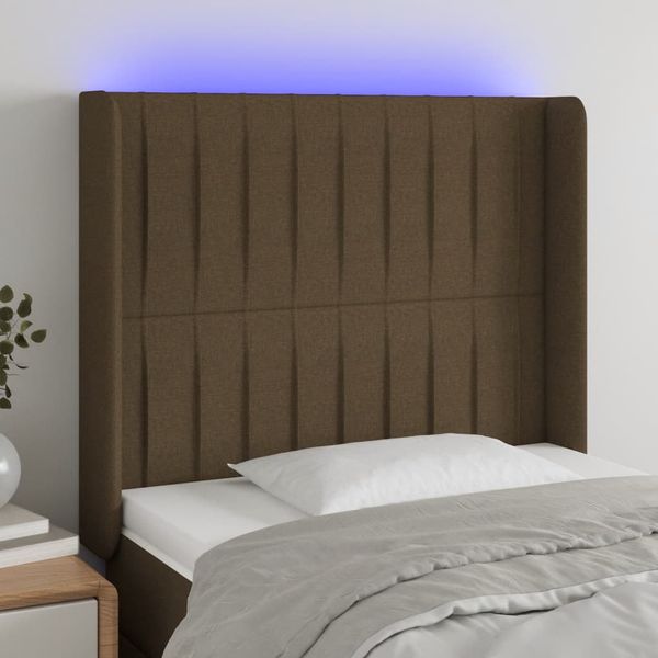 vidaXL Čelo postele s LED tmavohendé 83x16x118/128 cm látka